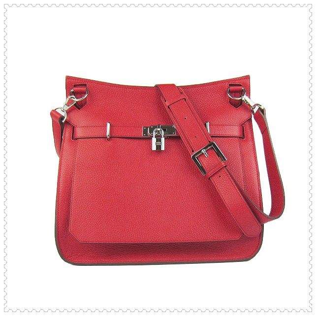 Hermes Jypsiere shoulder bag red with silver hardware - Click Image to Close